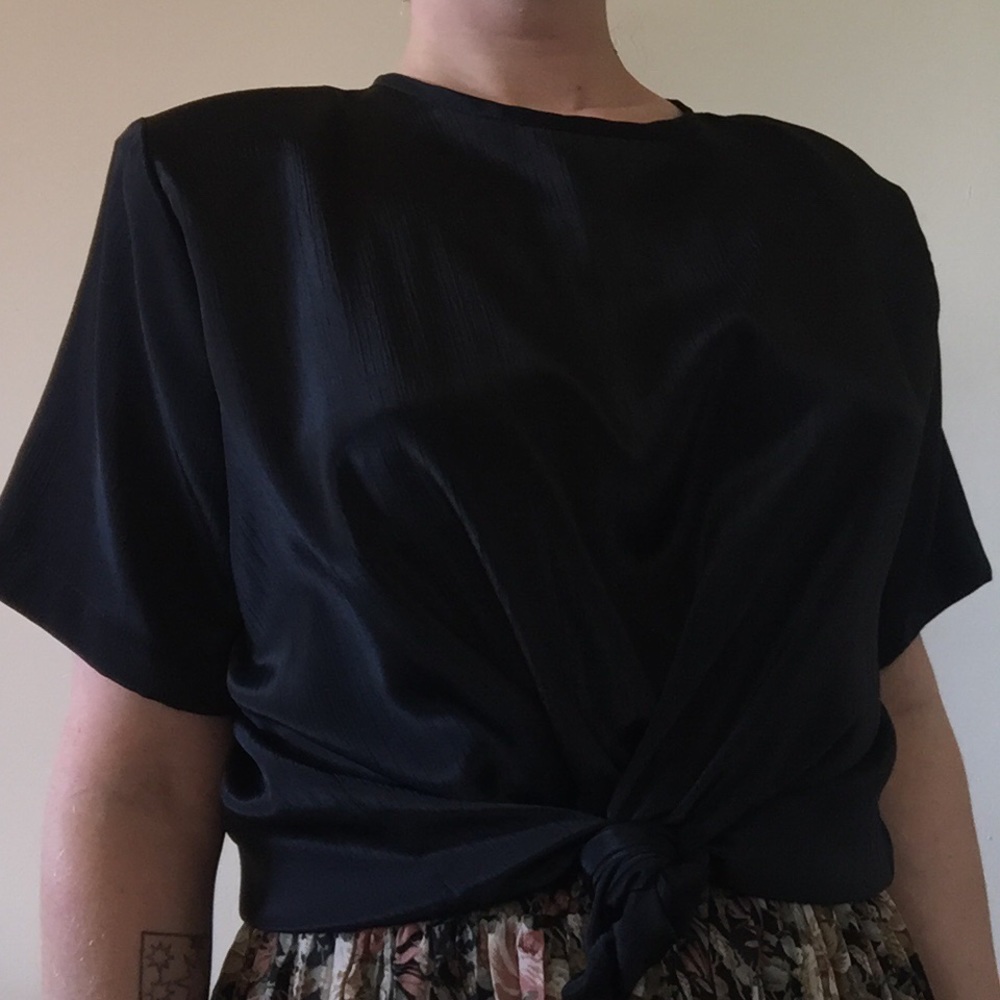 Vintage Textured Black Boxy Tee